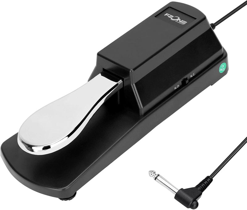 Fzone Sustain Pedal for MIDI Keyboards Digital Pianos Foot Pedal 6.6FT Extension Cable, Polarity Switch - Image 1